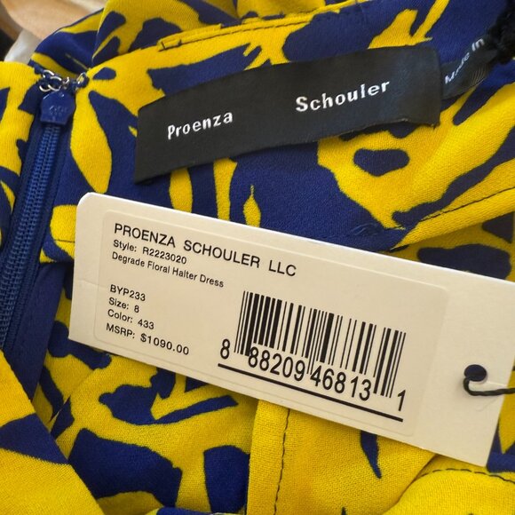 Proenza Schouler Women's Degrade Floral Halter Dress - Cobalt Mult Size M NEW - Picture 12 of 12